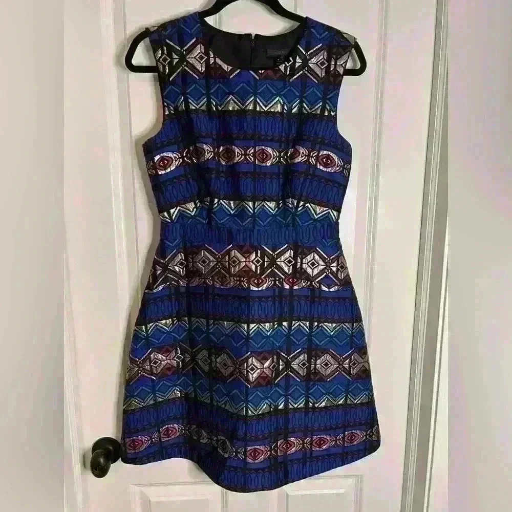 J.Crew Textured Windowpane Sleeveless A-line Dress - Picture 4 of 12
